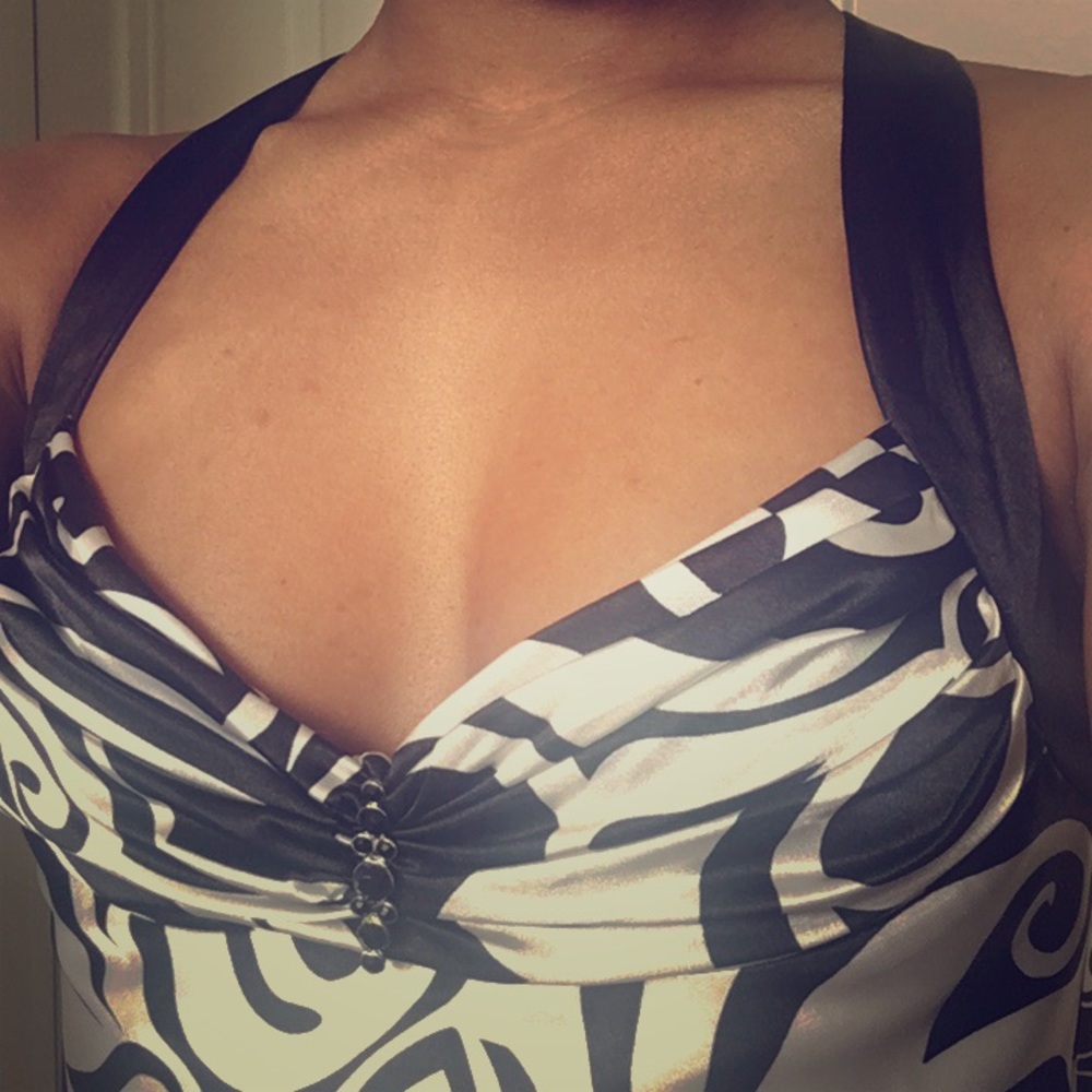 [SOLD] Long Black &White Evening Gown w/ Train